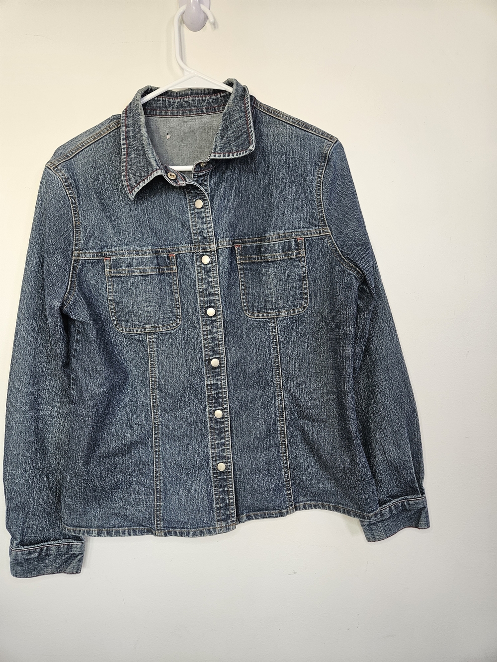 POINT ZERO JEANS Vintage Denim Jacket Medium Wash Button Down Coat Size M